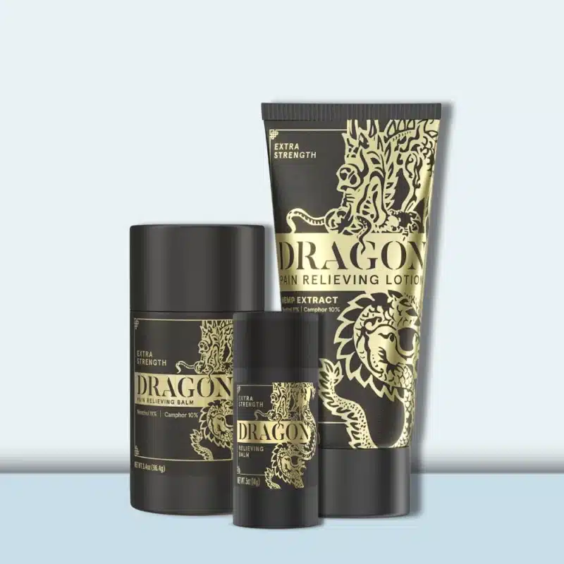 Dragon Pain Relieving Black Bundle Broad Spectrum – Lotion, Roll Up & Travel Size