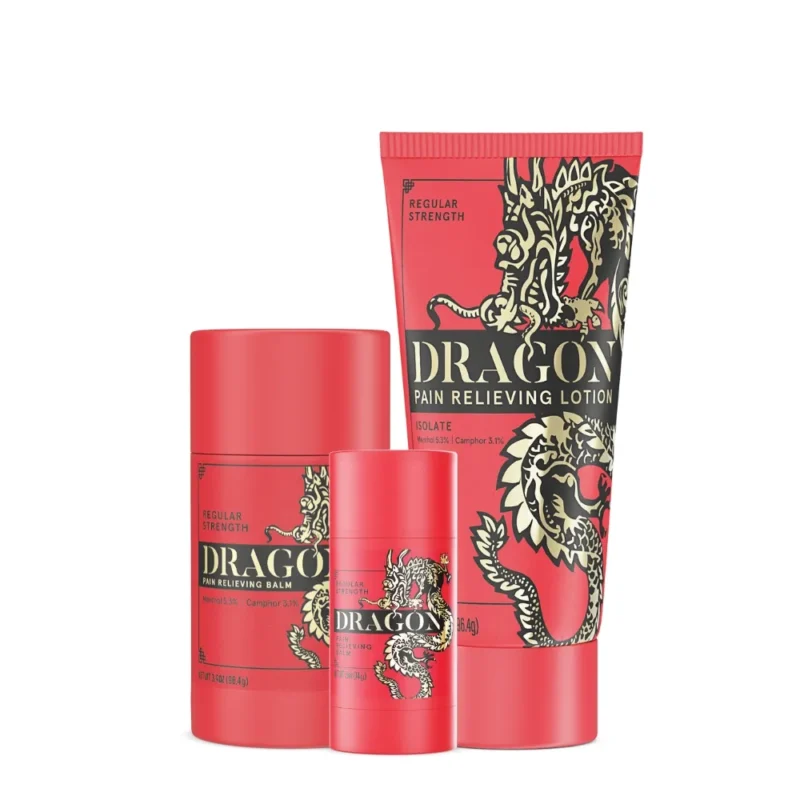 Dragon Pain Relieving Red Bundle Isolate – Lotion, Roll Up & Travel Size